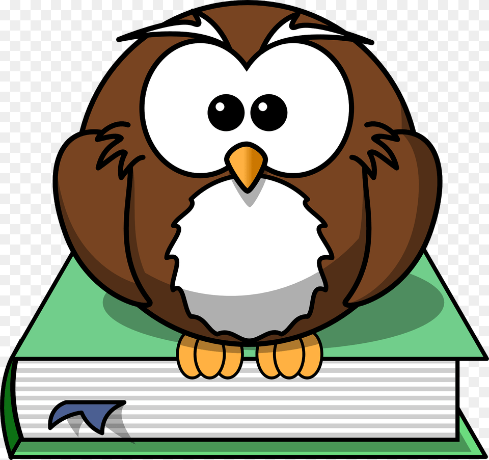 Cartoon Owl On Book Clipart, Animal, Baby, Person, Bird Png