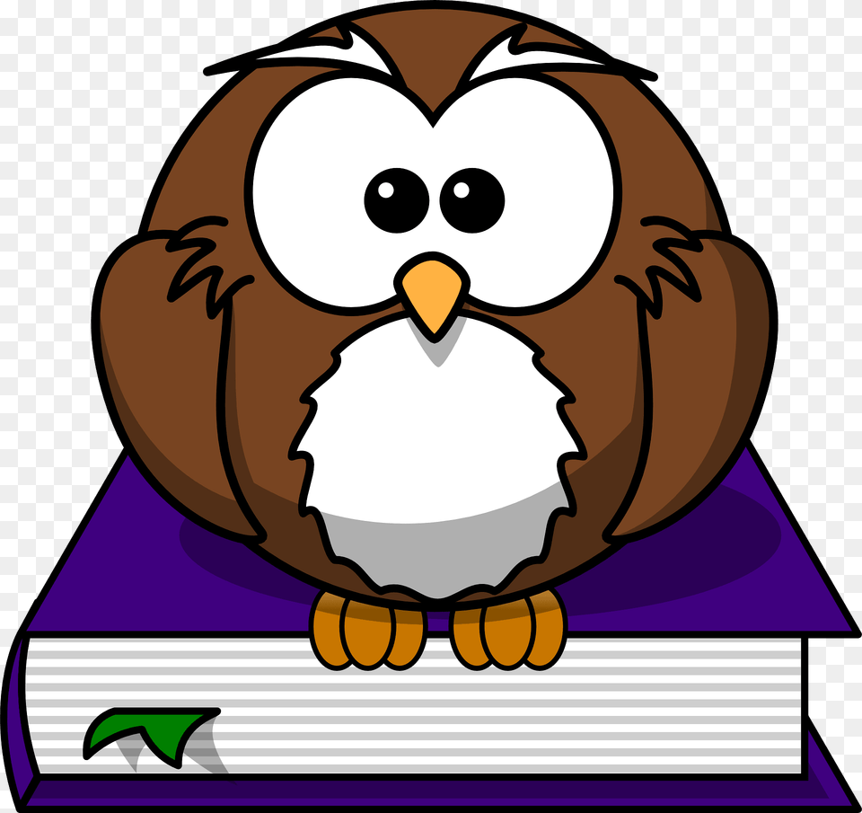 Cartoon Owl On Book Clipart, Animal, Baby, Person, Face Free Png Download