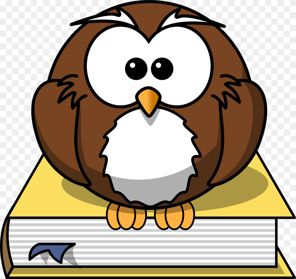 Cartoon Owl On Book Clipart, Animal, Face, Head, Person Png