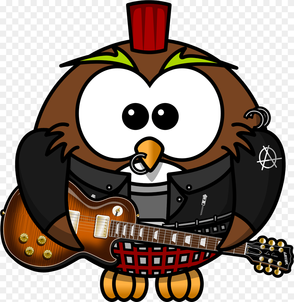 Cartoon Owl With Guitar Image Punk Owl, Musical Instrument, Baby, Person Free Png