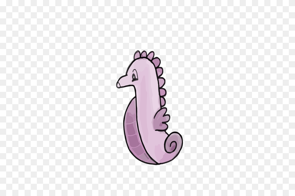Cartoon Painted Seahorse Purple Marine Life Seahorse Purple, Smoke Pipe, Animal, Mammal Free Png Download