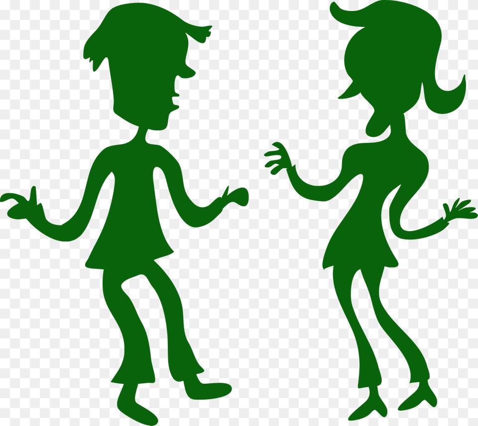 Cartoon People Talking Silhouette, Green, Alien, Elf, Person Png Image