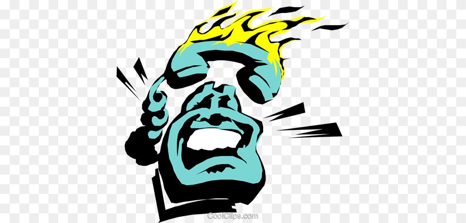 Cartoon Phone On Fire Royalty Vector Clip Art Illustration, Person, Stencil, Face, Head Free Transparent Png