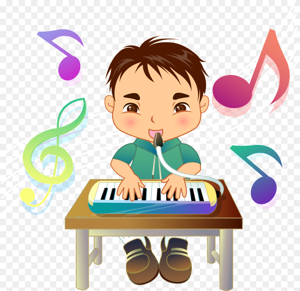 Cartoon Piano Child Playing Piano, Art, Portrait, Photography, Person Png