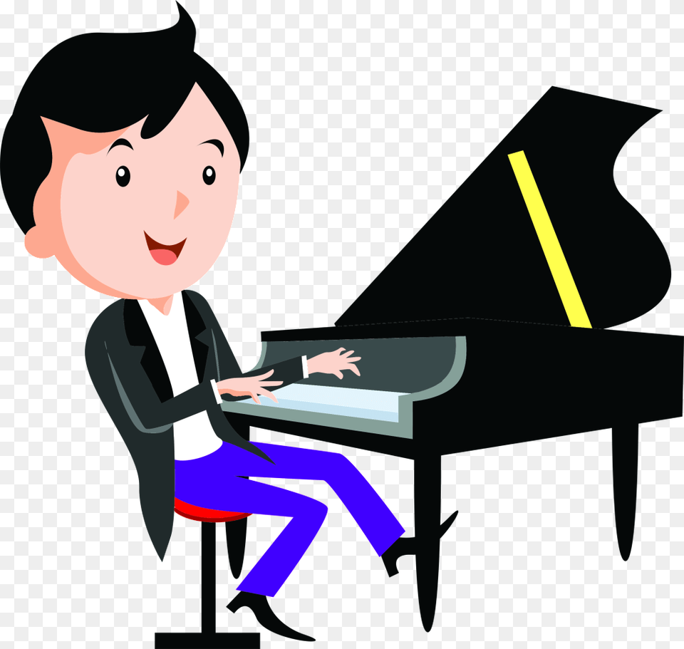 Cartoon Piano Child Playing Piano Free Download Vector, Person, Performer, Musical Instrument, Leisure Activities Png