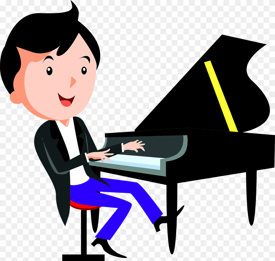Cartoon Piano Child Playing Play The Piano Drawing, Person, Performer, Baby, Musician Png