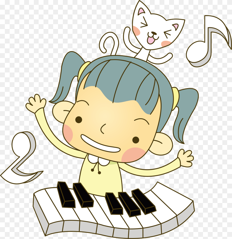 Cartoon Piano Children Play The Piano Transparent, Face, Head, Person Free Png Download