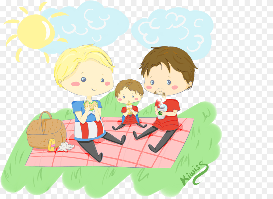 Cartoon Picnic Family Cartoon Family Picnic, Book, Comics, Publication, Baby Free Png Download