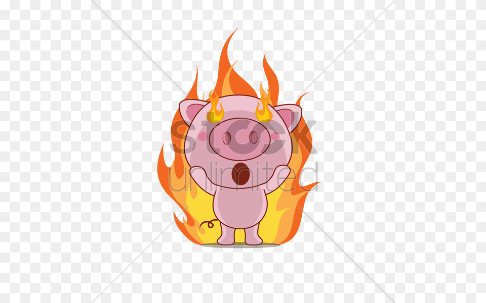 Cartoon Pig Is Furious Vector Image, Fire Free Png Download