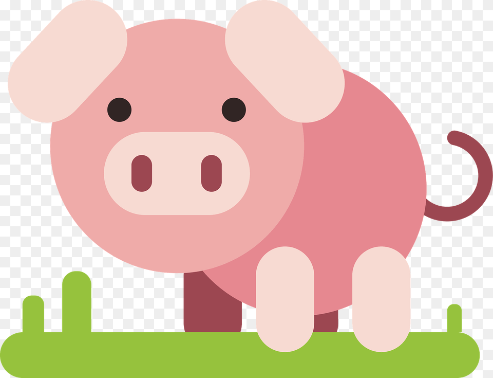 Cartoon Pig On The Grass Clipart, Animal, Bear, Mammal, Wildlife Png Image