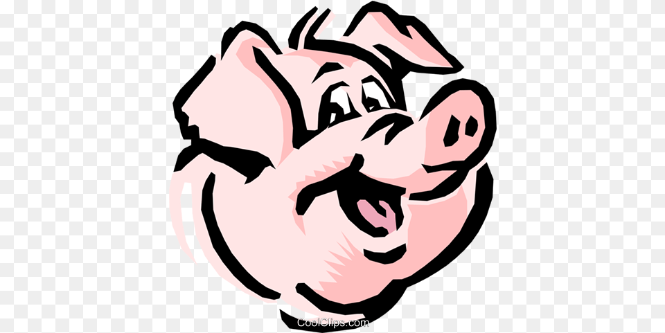 Cartoon Pig Royalty Free Vector Clip Art Illustration Happy Pig Face Cartoon, Baby, Person, Head, Animal Png