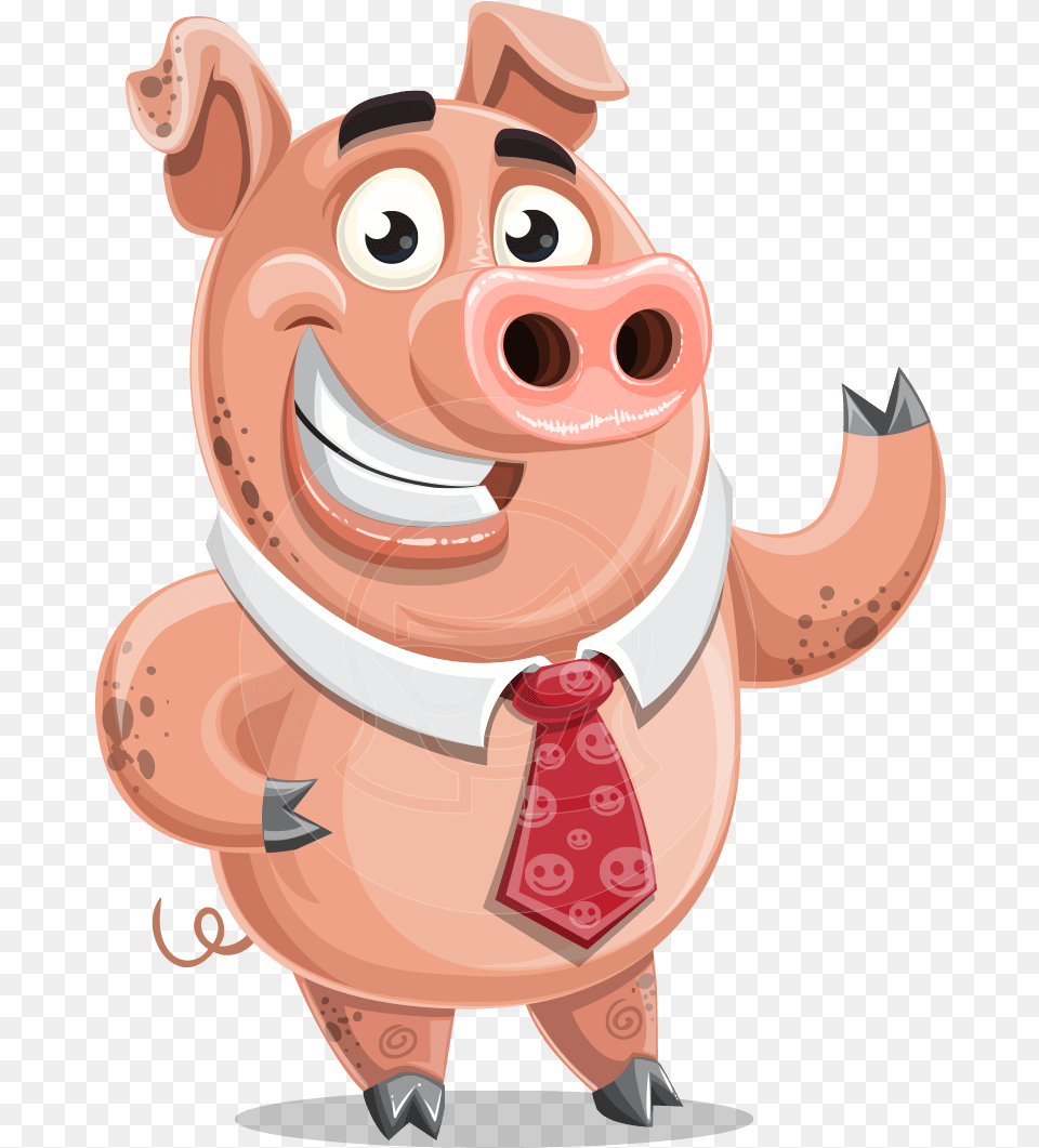 Cartoon Pig With Tie, Accessories, Formal Wear, Baby, Person Png Image