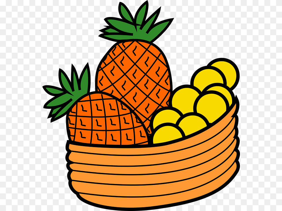 Cartoon Pineapple Cliparts 11 Cartoon Fruit Basket, Food, Plant, Produce Free Transparent Png