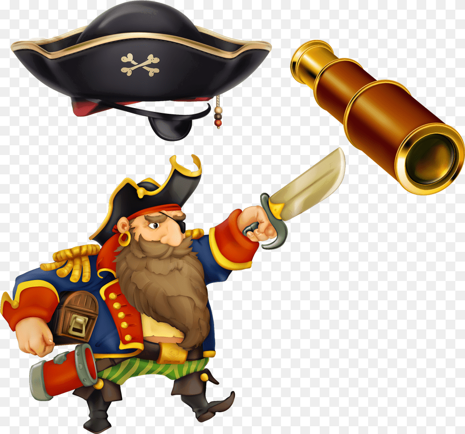 Cartoon Piracy Pirates Of The Caribbean Illustration Illustration, Person, Pirate, Baby Free Png
