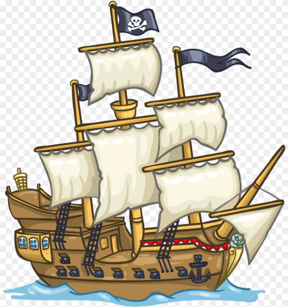 Cartoon Pirate Ship Art Download Cartoon Pirate Ship, Boat, Sailboat, Transportation, Vehicle Png
