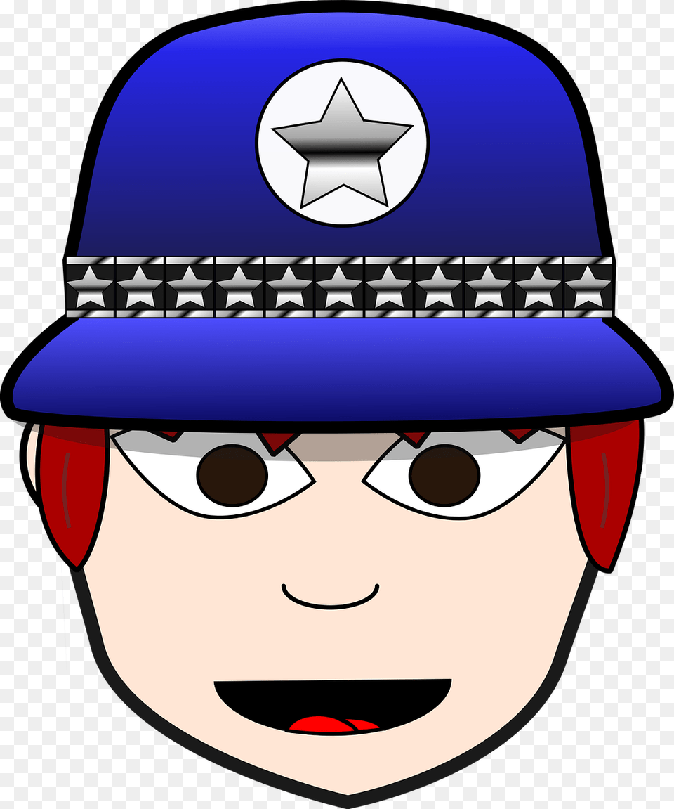 Cartoon Policewoman Face Clipart, Baseball Cap, Cap, Clothing, Hat Free Png