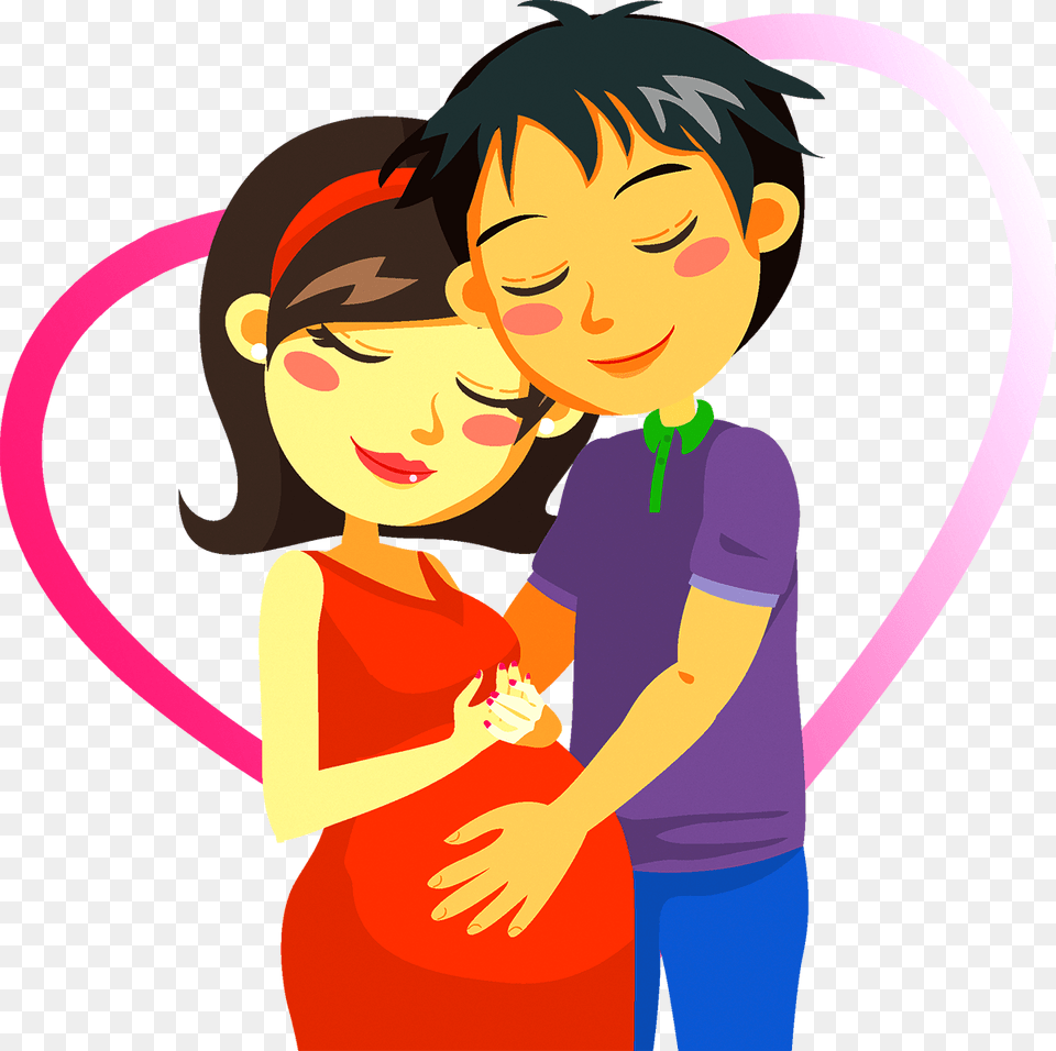 Cartoon Pregnancy Couple Clip Art Pregnant Lady And Husband Cartoon, Graphics, Face, Head, Person Free Png