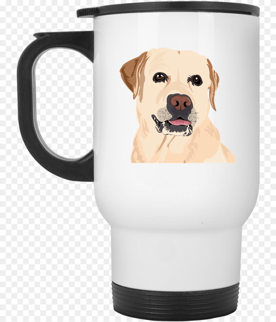 Cartoon Printed Labrador Retriever White Travel Mug Mug, Cup, Animal, Canine, Dog Png Image