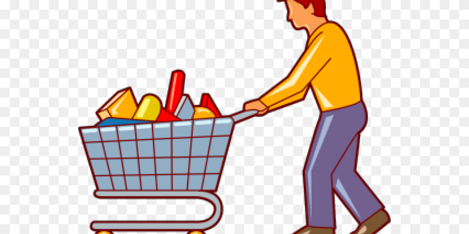 Cartoon Pushing Shopping Cart Clipart Download Cartoon Transparent Shopping Gif, Adult, Female, Person, Woman Png Image