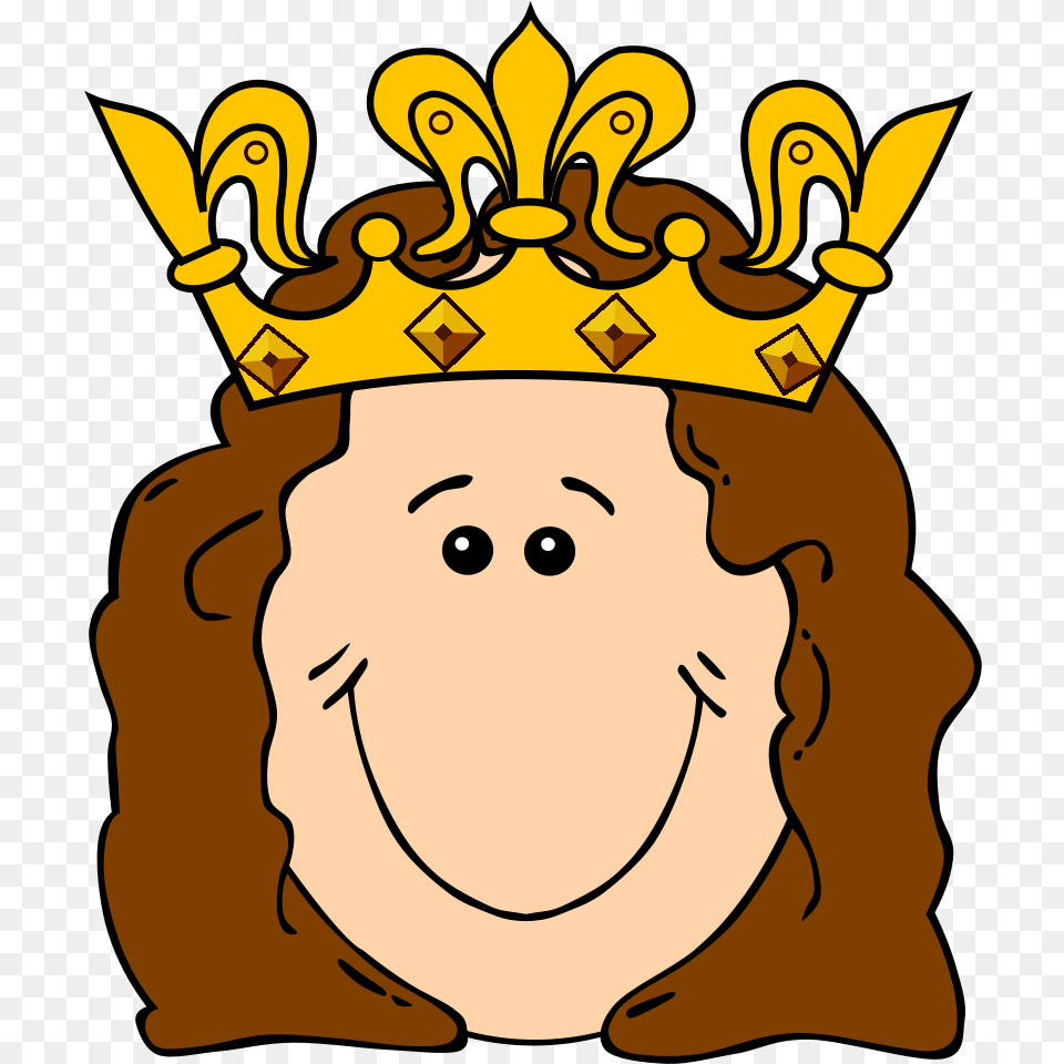 Cartoon Queen Crown Svg Clip Art Queen With Crown Clipart, Accessories, Jewelry, Baby, Person Free Transparent Png