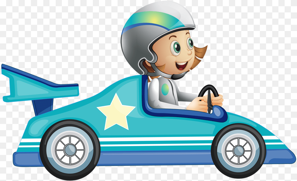 Cartoon Race Car Driver, Vehicle, Transportation, Kart, Wheel Png
