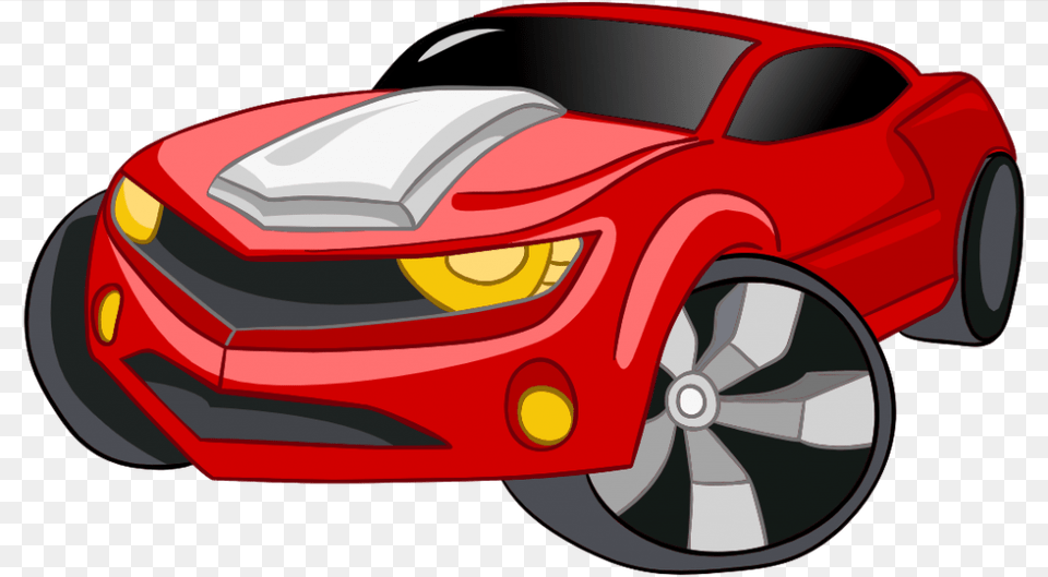 Cartoon Racing Car, Wheel, Vehicle, Coupe, Machine Png