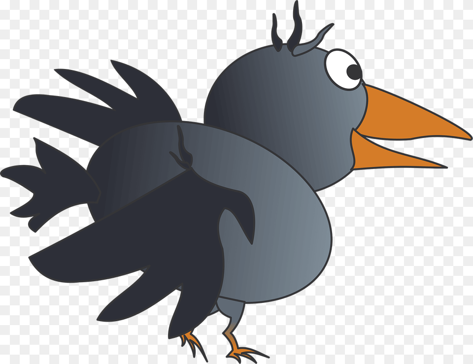 Cartoon Raven In Flight Clipart, Animal, Beak, Bird, Blackbird Png Image