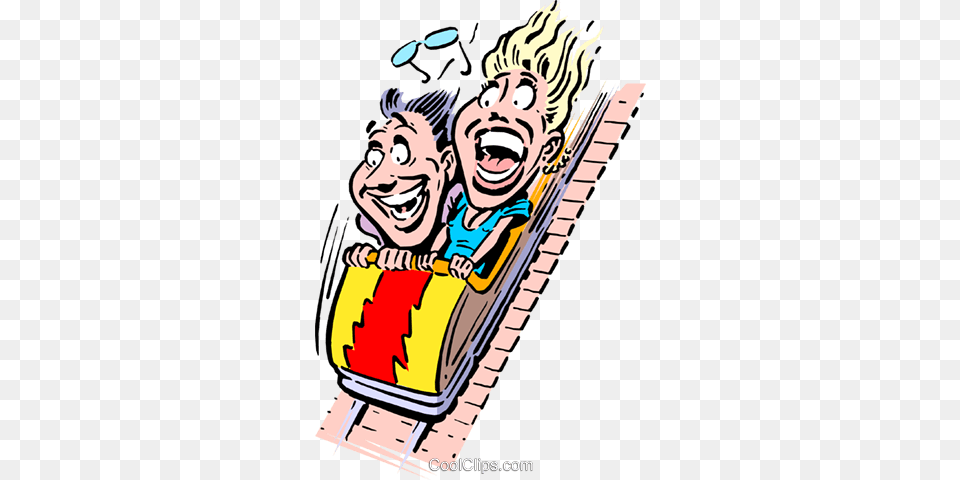 Cartoon Roller Coaster Royalty Vector Clip Art Illustration, Amusement Park, Fun, Roller Coaster, Person Free Png Download