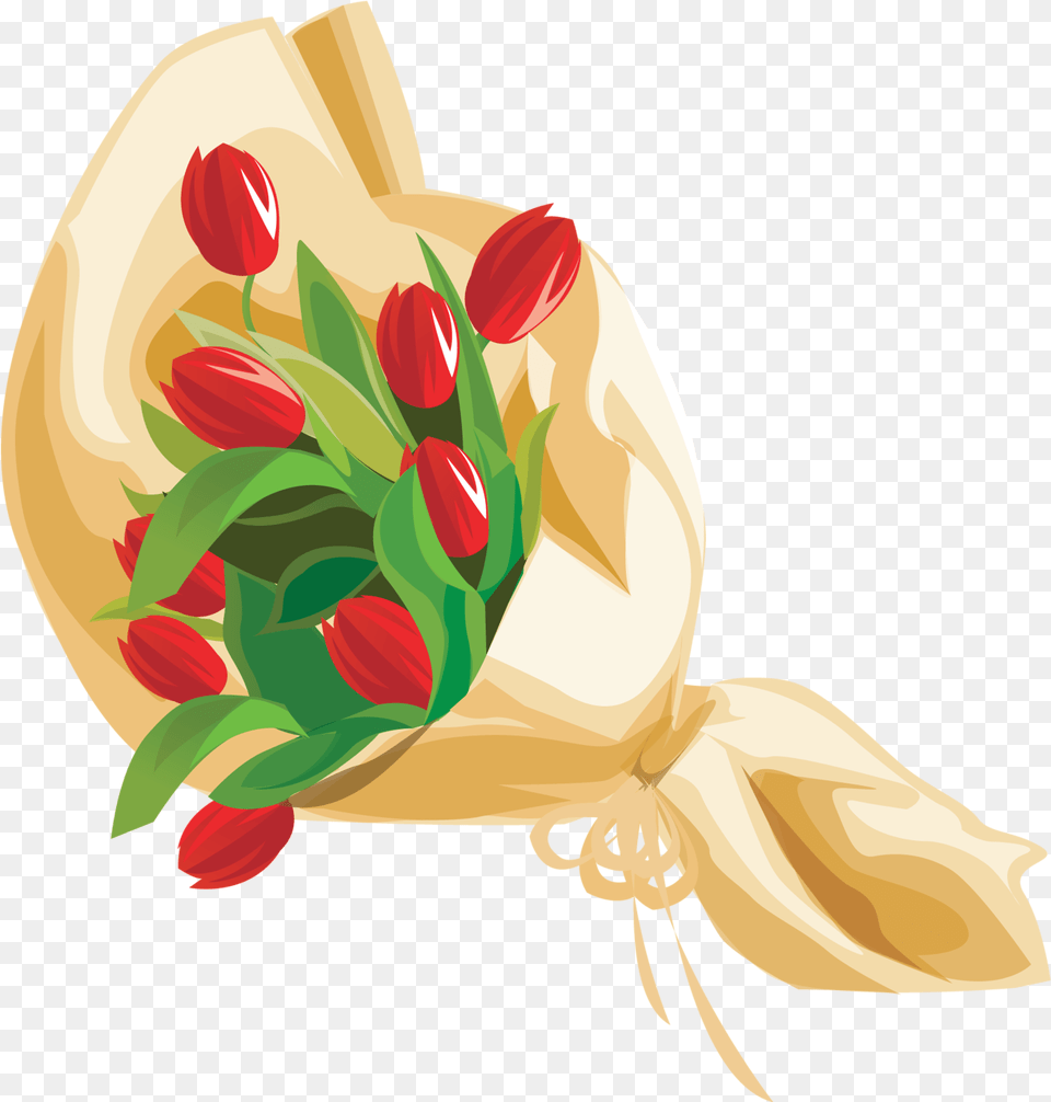 Cartoon Rose Flower Bouquet Vector, Flower Arrangement, Flower Bouquet, Plant, Bag Png Image