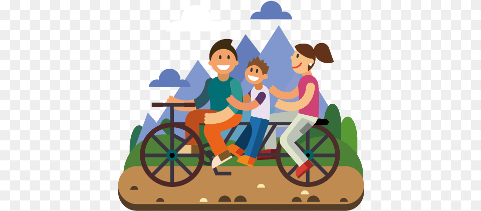 Cartoon Runner Animation Illustration Recreacion En Familia Dibujos Animados, Bicycle, Vehicle, Transportation, Tandem Bicycle Free Png