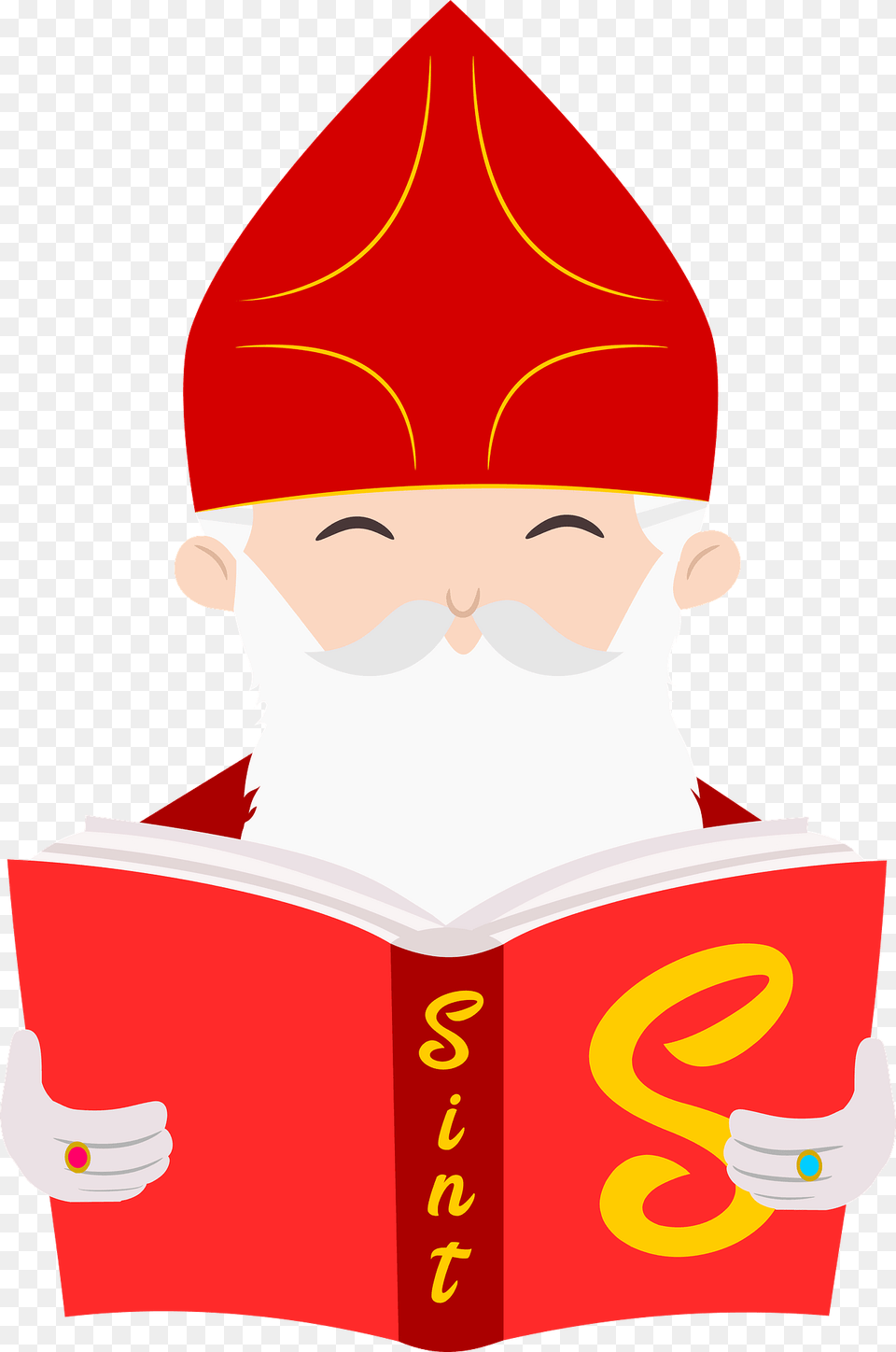 Cartoon Saint Nicholas Clipart, Person, Reading, Baby, Face Png