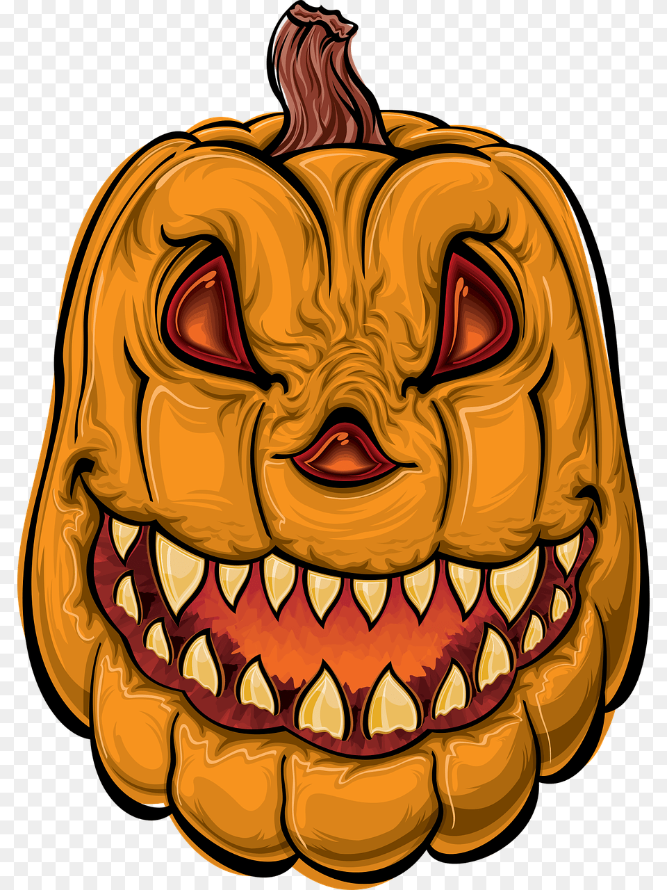 Cartoon Scary Jack O Lantern, Food, Plant, Produce, Pumpkin Free Png