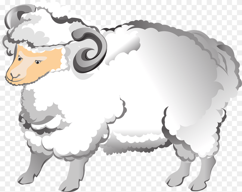 Cartoon Sheep With Horns, Livestock, Animal, Face, Head Png Image