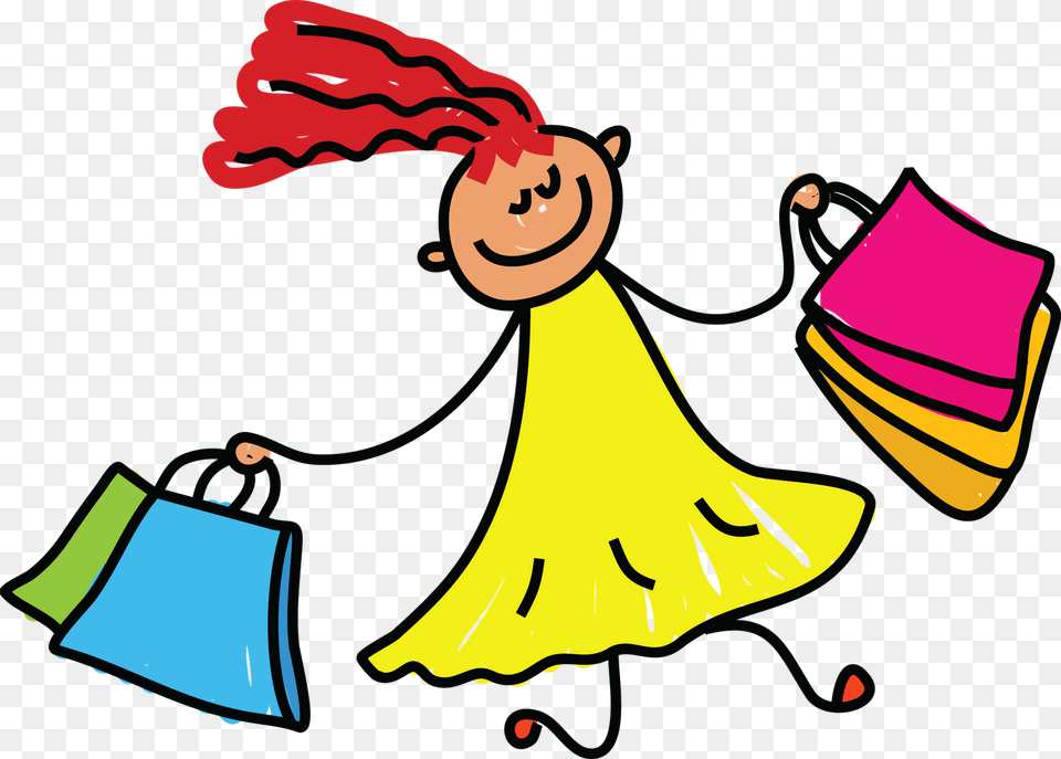 Cartoon Shopping Cliparts, Performer, Person, Bag Png Image