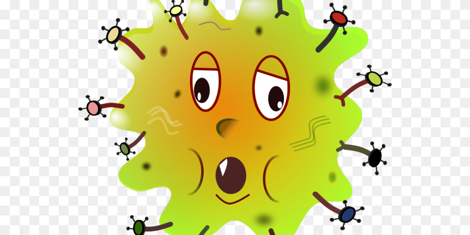 Cartoon Sick Face Bacteria For Kids, Art, Graphics, Leaf, Plant Png Image