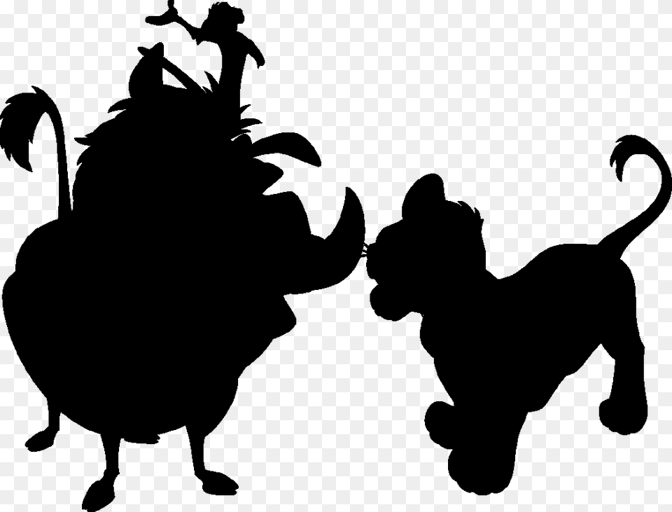 Cartoon Silhouette Timon And Pumbaa Silhouette, Lighting, Firearm, Gun, Rifle Png Image