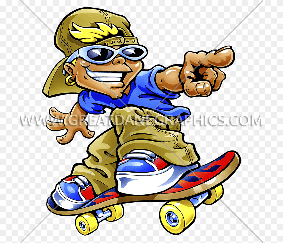 Cartoon Skateboarder Production Ready Artwork For T Shirt Printing, Baby, Person, Face, Head Png Image