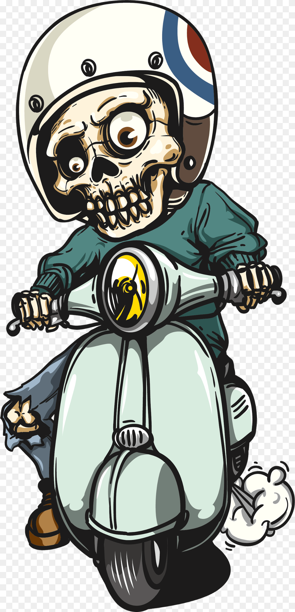 Cartoon Skeleton Vespa Skull, Vehicle, Clothing, Transportation, Glove Free Png