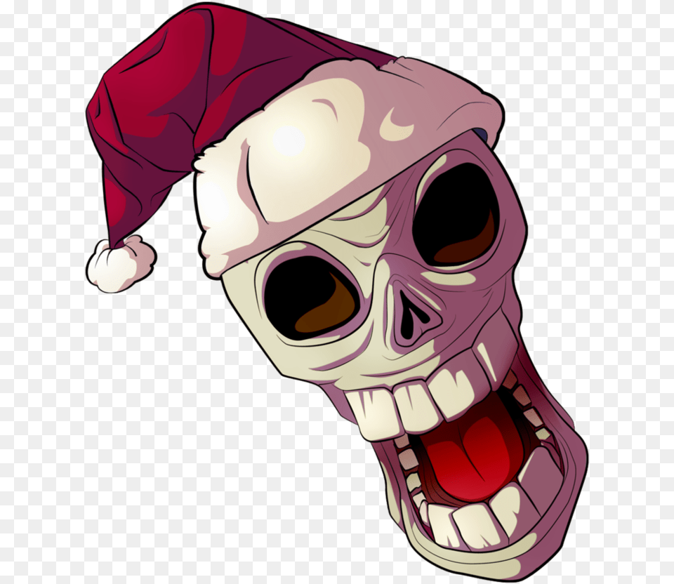 Cartoon Skull In A Santa Hat By Eballen Christmas Skulls, Baby, Person, Face, Head Png Image