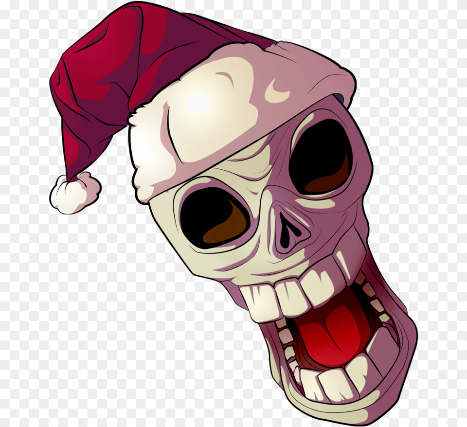 Cartoon Skull In A Santa Hat By Eballen Skull With Christmas Hat, Baby, Person, Face, Head Png