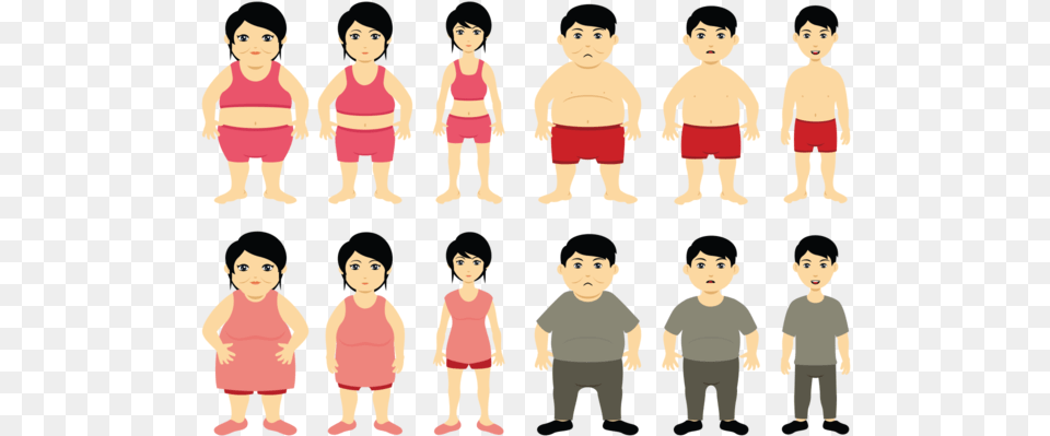Cartoon Slimming Vector Women Obesity Transparent, Baby, Person, Male, Child Free Png