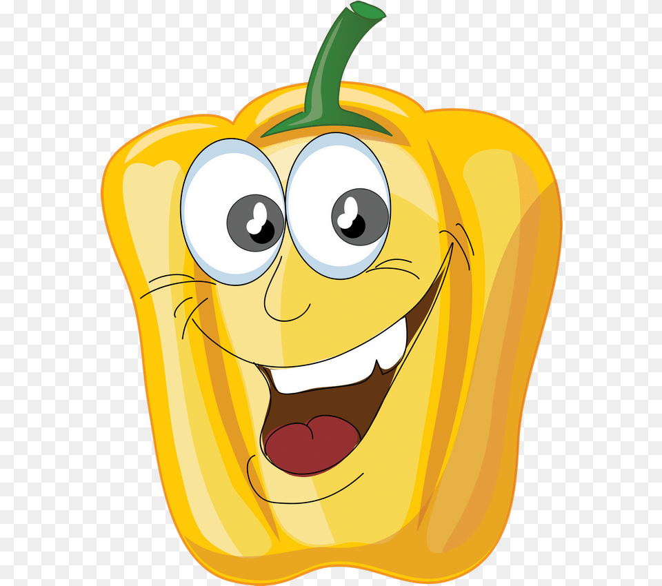 Cartoon Smiley Face Vegetable Cartoon Clipart Gif Fruits And Vegetables, Bell Pepper, Food, Pepper, Plant Png