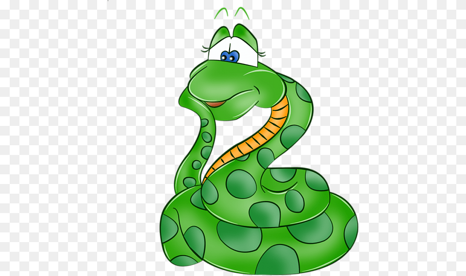 Cartoon Snake Clipart Start With The Letter S, Animal, Reptile, Green Snake Png