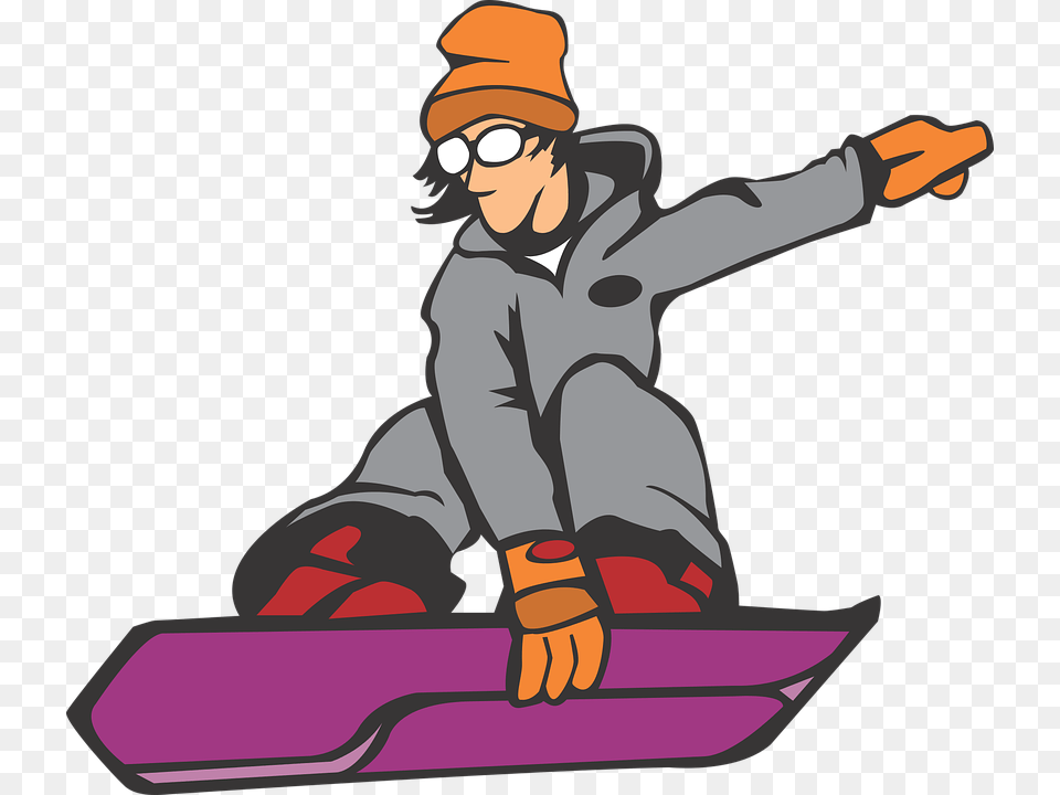 Cartoon Snowboard Sport Winter Teen Hat Flying Cartoon Snowboarder, Baby, Person, Outdoors, Face Png