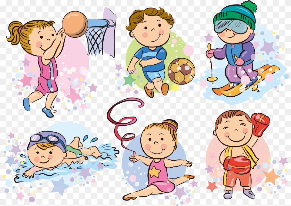 Cartoon Sport Clip Art Sports For Kids, Baby, Person, Book, Comics Png Image
