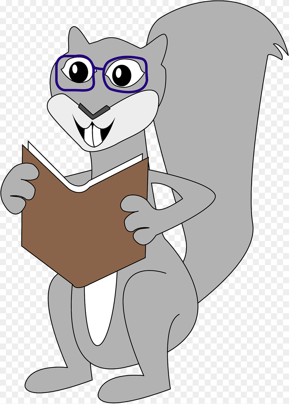 Cartoon Squirrel Reading Clipart, Person, Animal, Cat, Mammal Png