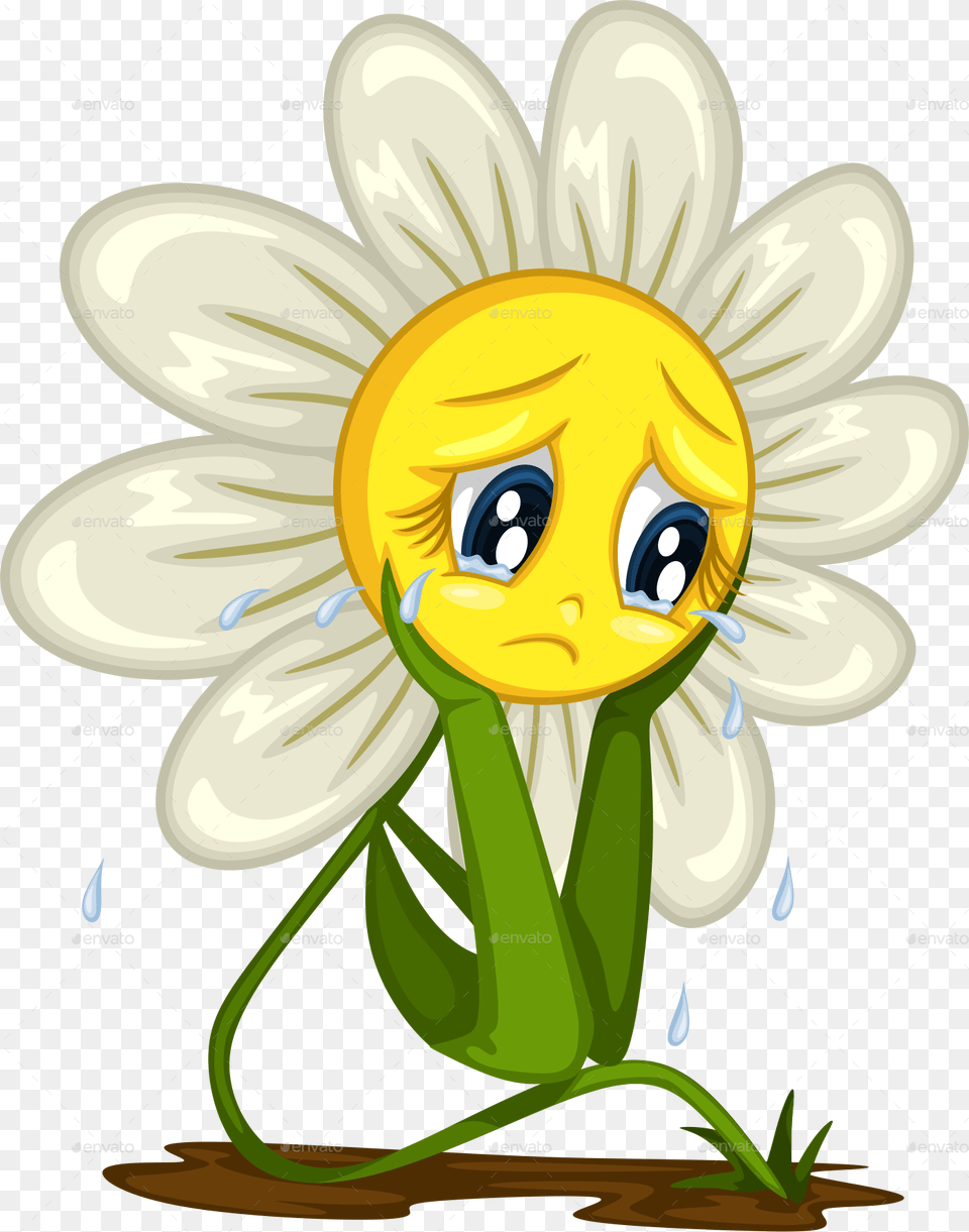 Cartoon Stickers For Different Situations By Anniesart Crying Cartoon, Daisy, Flower, Plant, Art Free Png