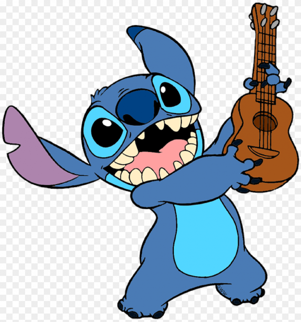 Cartoon Stitch, Baby, Person, Guitar, Musical Instrument Png