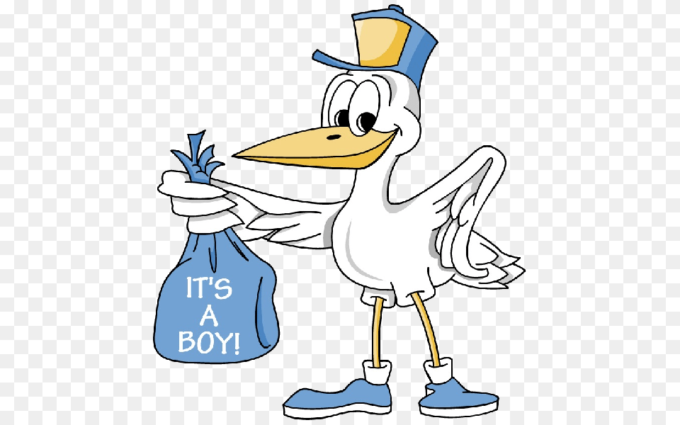 Cartoon Stork Image Delivering Baby Boy Baby Baby, Animal, Bird, Waterfowl, Person Free Png Download