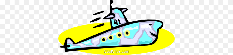 Cartoon Submarine Royalty Vector Clip Art Illustration, Transportation, Vehicle, Animal, Fish Png Image
